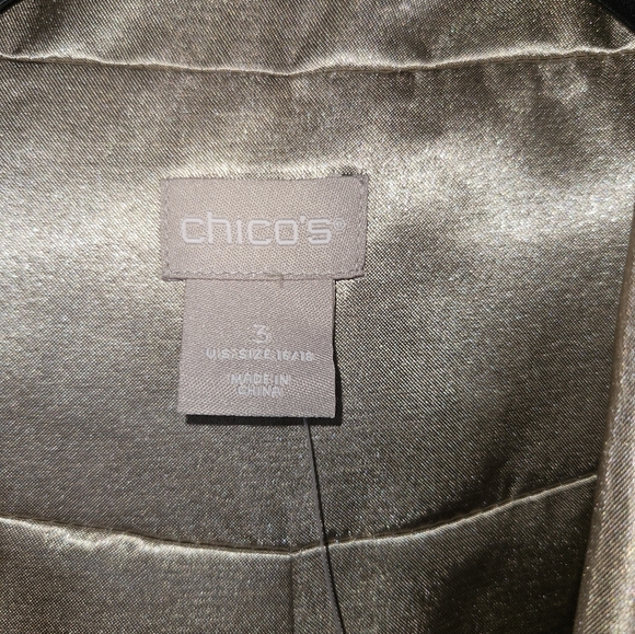 NWT Chico’s Sz 3 Pewter Shantung Topper/Jacket - Picture 2 of 3